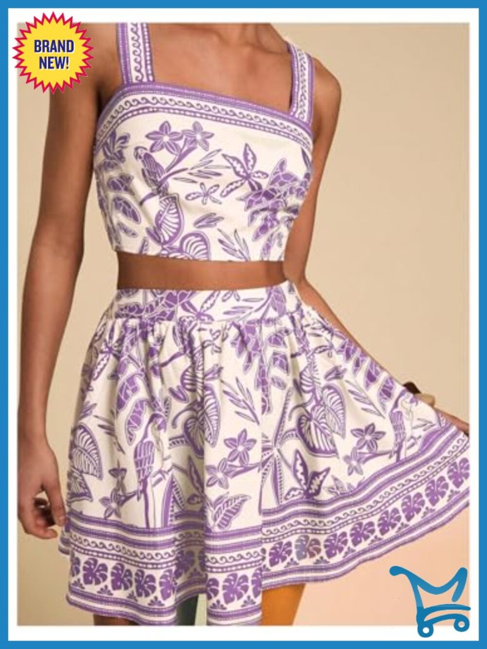 Two Piece Set Crop Cami Top and Skirt Set Vacation Outfit - Picture 3 of 4